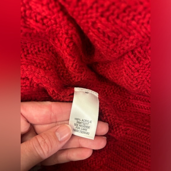 Candies Open Front Cardigan Women’s Small Red Cable Knit Christmas Holiday - Picture 4 of 7